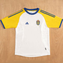 2002 Sweden Away White Retro Soccer Jersey