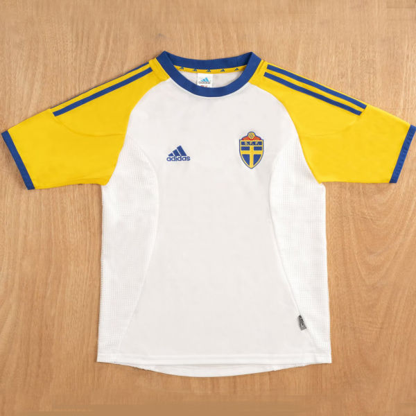 2002 Sweden Away White Retro Soccer Jersey