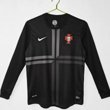 2013 Portugal Away Black Retro Fans Long Sleeve Jersey