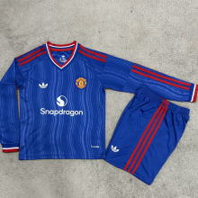 2026/27 M Utd Away Blue Kids Long Sleeve Soccer Jersey