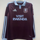 2026/27 Aston Villa Home Fans Long Sleeve Soccer Jersey 带胸前广告