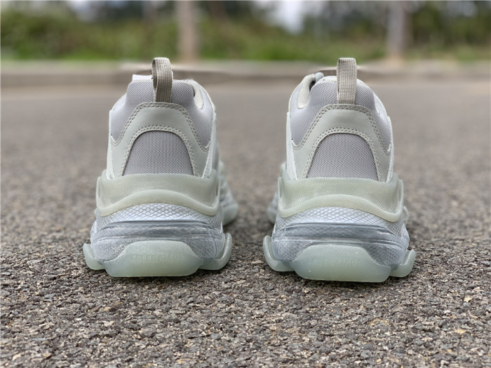 Silver mist gray Balenciaga Triple-S Sneaker old grandpa shoes  transparent air cushion （7-12 work day deliver）
