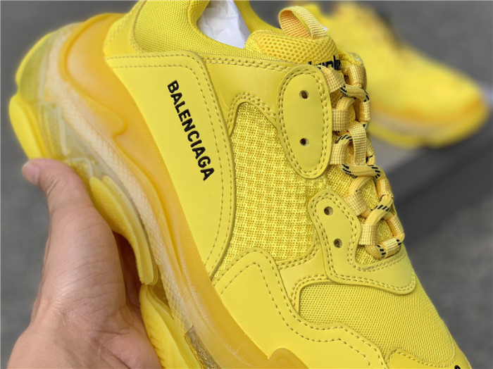 Black Balenciaga Triple-S Sneaker Old Grandpa Shoes  Yellow Air Cushion （7-12 work day deliver）