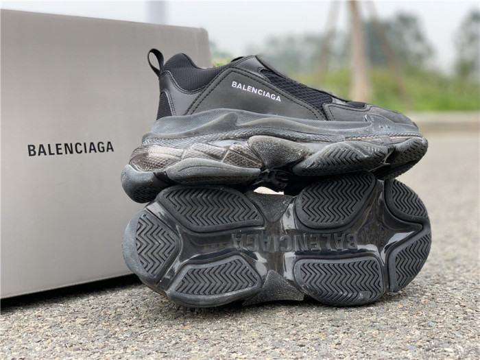 Black Balenciaga Triple-S Sneaker Old Grandpa Shoes  Transparent Air Cushion（7-12 work day deliver）
