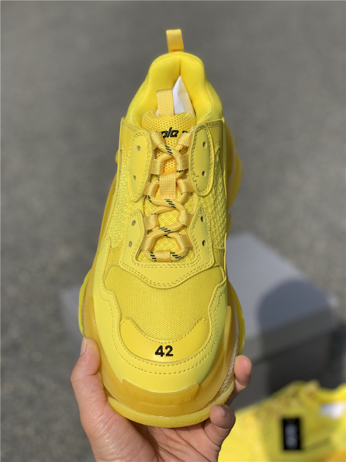 Black Balenciaga Triple-S Sneaker Old Grandpa Shoes  Yellow Air Cushion （7-12 work day deliver）
