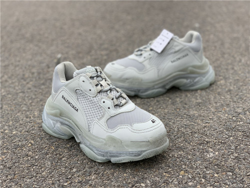 Silver mist gray Balenciaga Triple-S Sneaker old grandpa shoes  transparent air cushion （7-12 work day deliver）