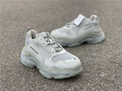 Silver mist gray Balenciaga Triple-S Sneaker old grandpa shoes  transparent air cushion （7-12 work day deliver）