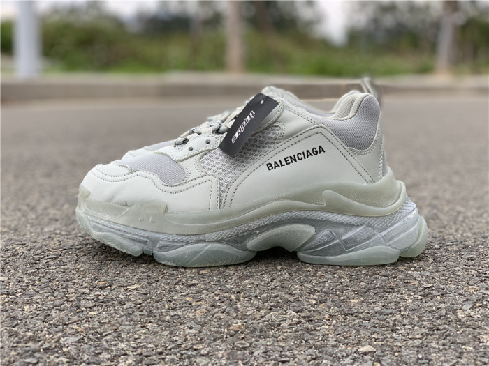 Silver mist gray Balenciaga Triple-S Sneaker old grandpa shoes  transparent air cushion （7-12 work day deliver）