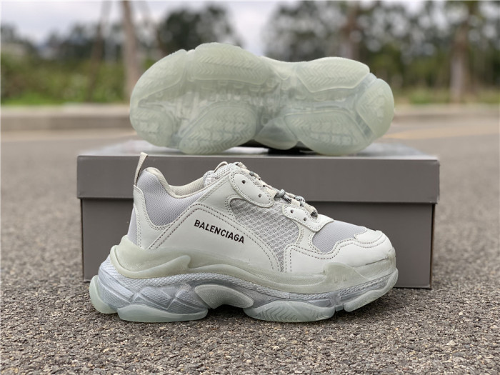 Silver mist gray Balenciaga Triple-S Sneaker old grandpa shoes  transparent air cushion （7-12 work day deliver）