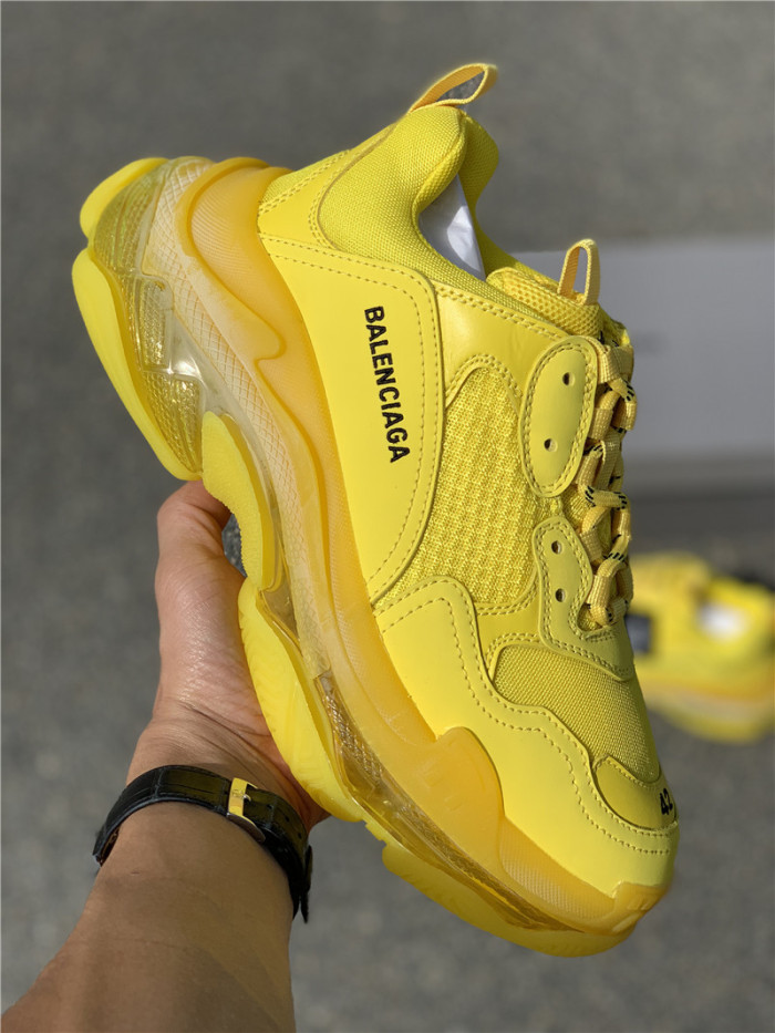 Black Balenciaga Triple-S Sneaker Old Grandpa Shoes  Yellow Air Cushion （7-12 work day deliver）