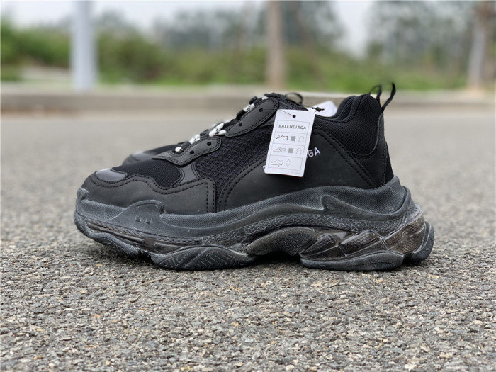 Black Balenciaga Triple-S Sneaker Old Grandpa Shoes  Transparent Air Cushion（7-12 work day deliver）