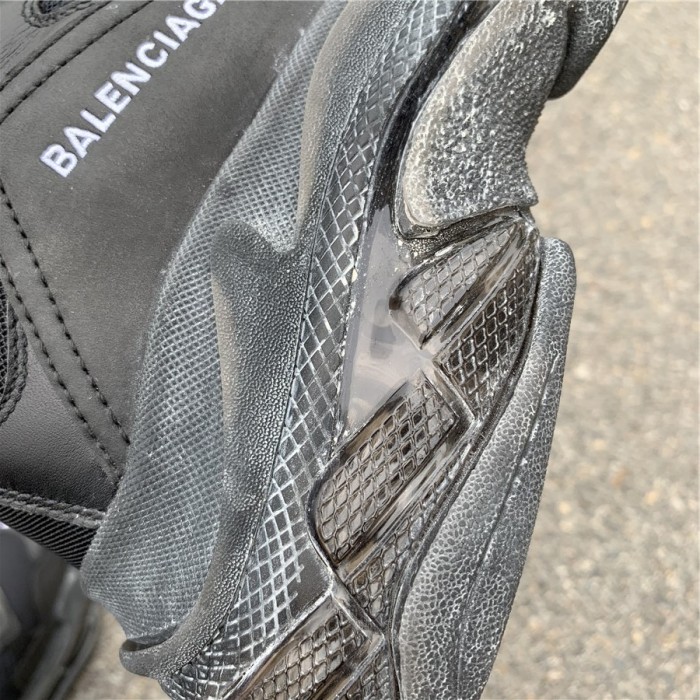 Black Balenciaga Triple-S Sneaker Old Grandpa Shoes  Transparent Air Cushion（7-12 work day deliver）