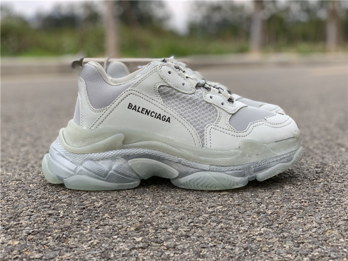 Silver mist gray Balenciaga Triple-S Sneaker old grandpa shoes  transparent air cushion （7-12 work day deliver）