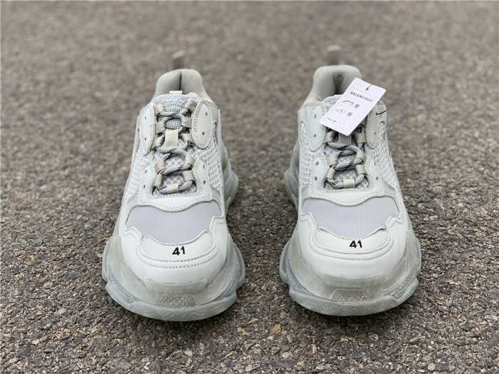 Silver mist gray Balenciaga Triple-S Sneaker old grandpa shoes  transparent air cushion （7-12 work day deliver）