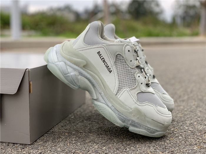 Silver mist gray Balenciaga Triple-S Sneaker old grandpa shoes  transparent air cushion （7-12 work day deliver）