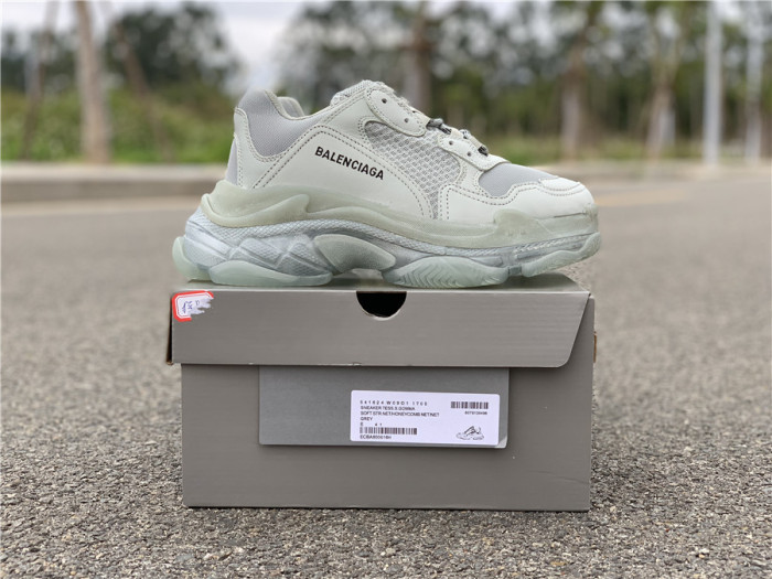 Silver mist gray Balenciaga Triple-S Sneaker old grandpa shoes  transparent air cushion （7-12 work day deliver）