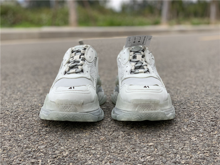 Silver mist gray Balenciaga Triple-S Sneaker old grandpa shoes  transparent air cushion （7-12 work day deliver）