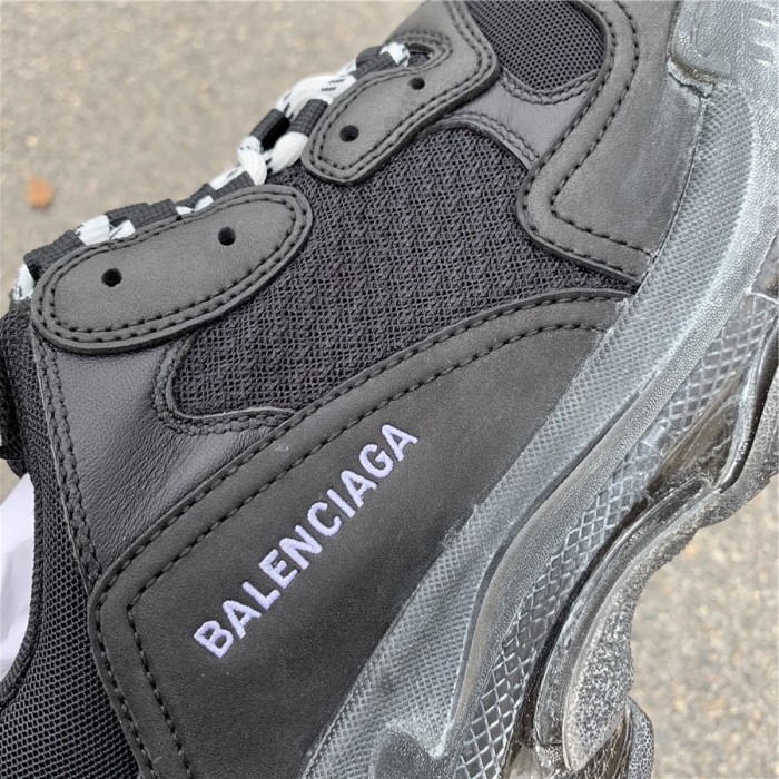 Black Balenciaga Triple-S Sneaker Old Grandpa Shoes  Transparent Air Cushion（7-12 work day deliver）