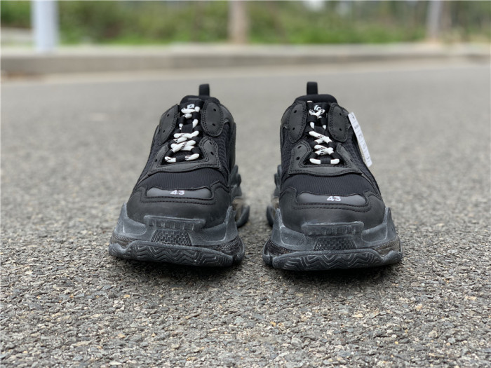 Black Balenciaga Triple-S Sneaker Old Grandpa Shoes  Transparent Air Cushion（7-12 work day deliver）