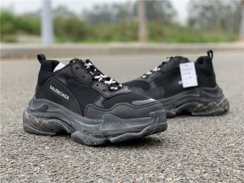 Black Balenciaga Triple-S Sneaker Old Grandpa Shoes  Transparent Air Cushion（7-12 work day deliver）