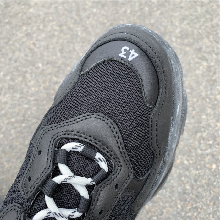 Black Balenciaga Triple-S Sneaker Old Grandpa Shoes  Transparent Air Cushion（7-12 work day deliver）