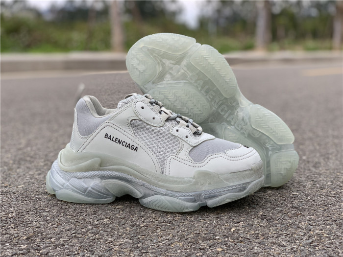 Silver mist gray Balenciaga Triple-S Sneaker old grandpa shoes  transparent air cushion （7-12 work day deliver）
