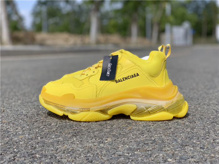 Black Balenciaga Triple-S Sneaker Old Grandpa Shoes  Yellow Air Cushion （7-12 work day deliver）