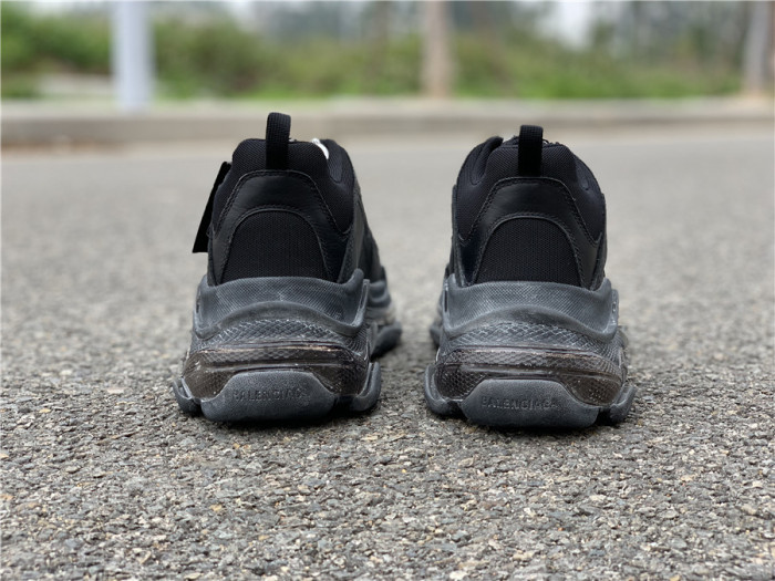 Black Balenciaga Triple-S Sneaker Old Grandpa Shoes  Transparent Air Cushion（7-12 work day deliver）