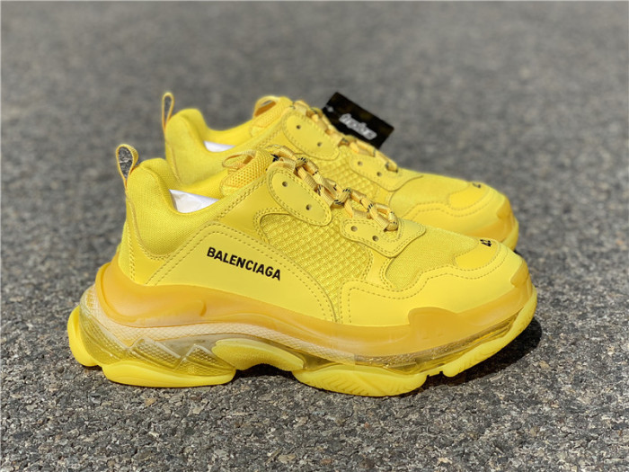 Black Balenciaga Triple-S Sneaker Old Grandpa Shoes  Yellow Air Cushion （7-12 work day deliver）