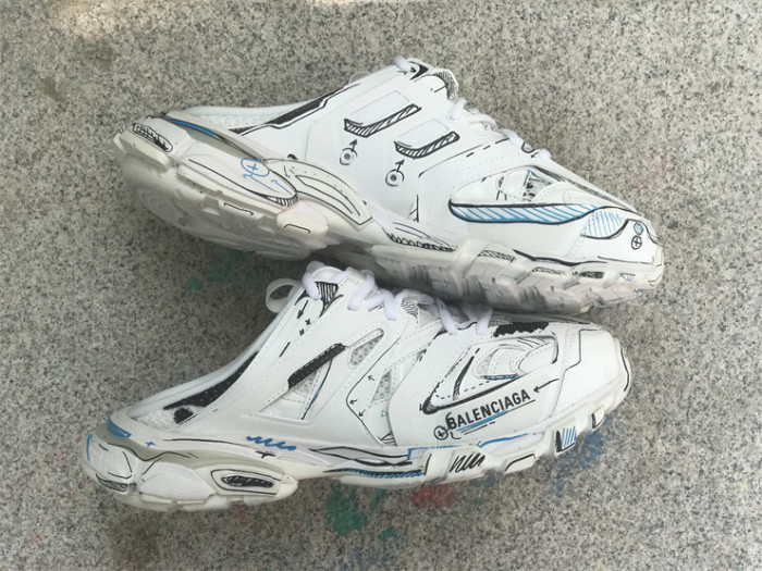 Balenciaga 3.0 New Track Mules Half Slippers Graffiti（7-12 work day deliver）