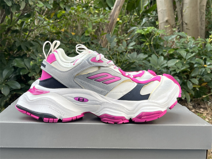 Balenciaga CARGO Mesh Round Toe Lace-Up Low Top White Pink（7-12 work day deliver）