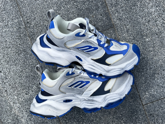 Balenciaga CARGO mesh round toe lace-up low top white, black and blue（7-12 work day deliver）