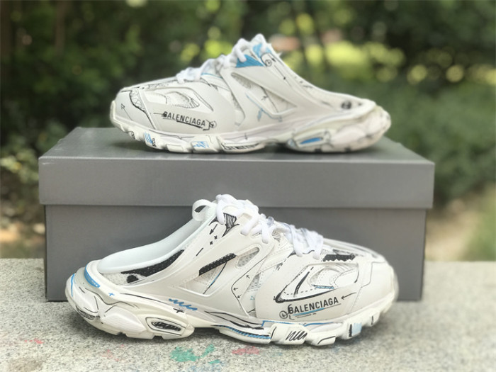 Balenciaga 3.0 New Track Mules Half Slippers Graffiti（7-12 work day deliver）