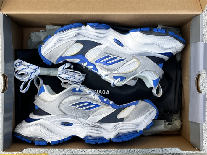 Balenciaga CARGO mesh round toe lace-up low top white, black and blue（7-12 work day deliver）