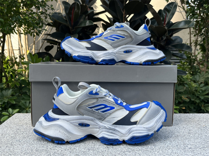 Balenciaga CARGO mesh round toe lace-up low top white, black and blue（7-12 work day deliver）