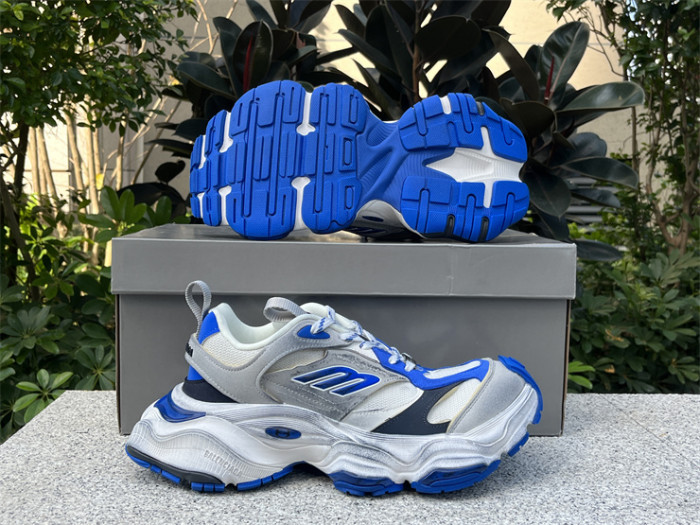 Balenciaga CARGO mesh round toe lace-up low top white, black and blue（7-12 work day deliver）