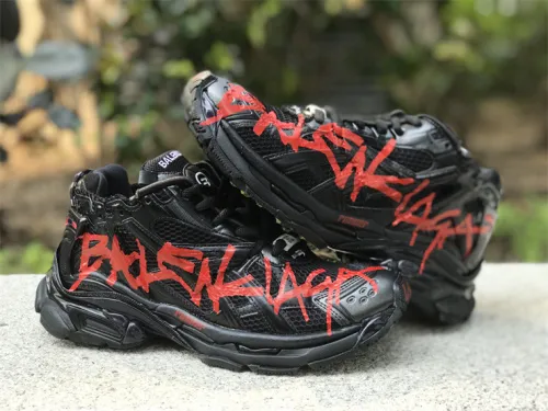 Balenciaga 7.0 high top black and red graffiti（7-12 work day deliver）