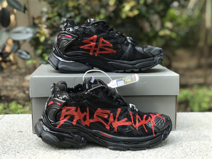 Balenciaga 7.0 high top black and red graffiti（7-12 work day deliver）
