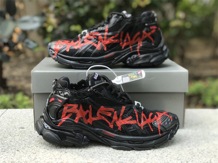 Balenciaga 7.0 high top black and red graffiti（7-12 work day deliver）