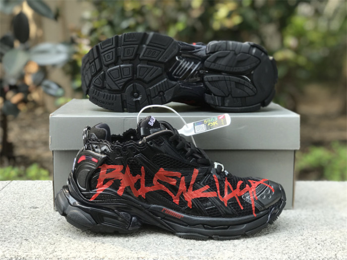 Balenciaga 7.0 high top black and red graffiti（7-12 work day deliver）