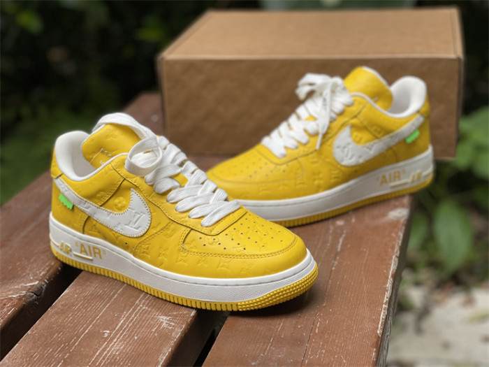 LOUIS VUITTON × Nike Air Force 1 Low White and Yellow Color（7-12 work day deliver）