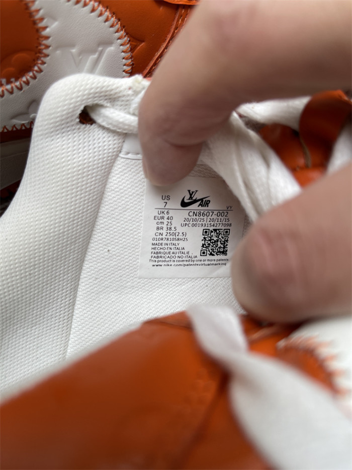 LOUIS VUITTON × Nike Air Force 1 Low White and Orange（7-12 work day deliver）