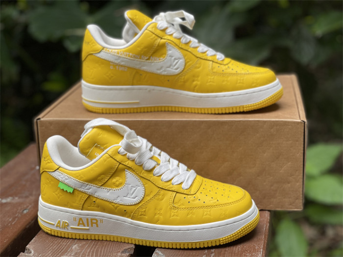 LOUIS VUITTON × Nike Air Force 1 Low White and Yellow Color（7-12 work day deliver）