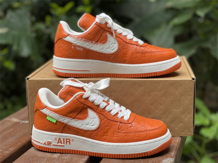 LOUIS VUITTON × Nike Air Force 1 Low White and Orange（7-12 work day deliver）