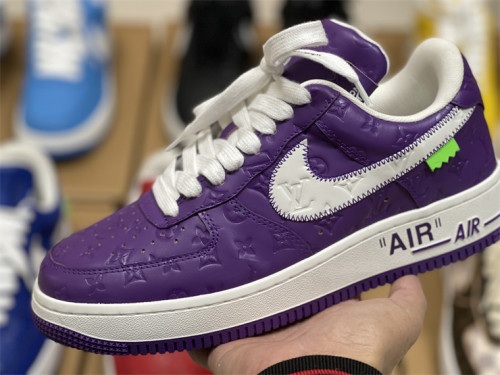 LOUIS VUITTON × Nike Air Force 1 Low White and Purple（7-12 work day deliver）