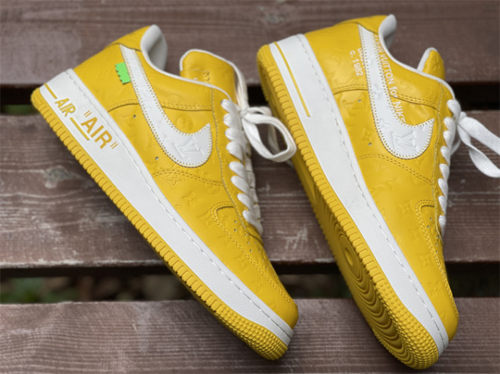LOUIS VUITTON × Nike Air Force 1 Low White and Yellow Color（7-12 work day deliver）