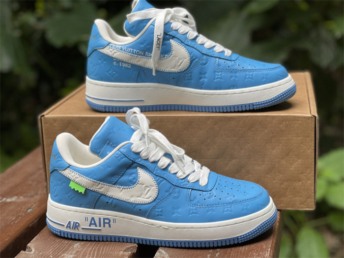 LOUIS VUITTON × Nike Air Force 1 Low Sky Blue Color（7-12 work day deliver）