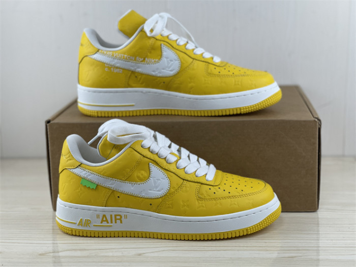 LOUIS VUITTON × Nike Air Force 1 Low White and Yellow Color（7-12 work day deliver）