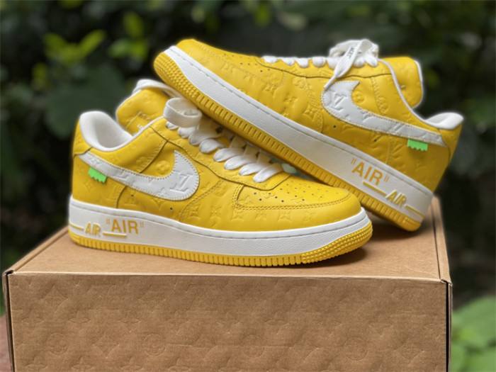 LOUIS VUITTON × Nike Air Force 1 Low White and Yellow Color（7-12 work day deliver）