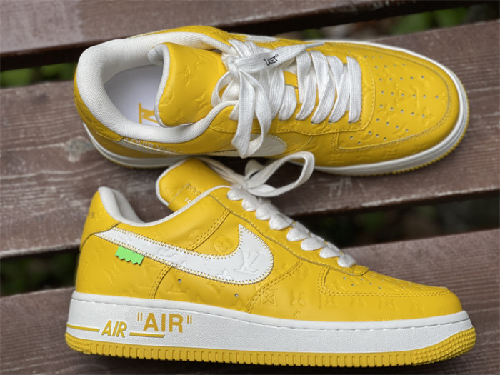 LOUIS VUITTON × Nike Air Force 1 Low White and Yellow Color（7-12 work day deliver）